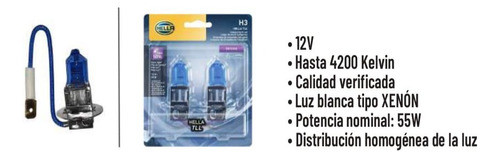 Lampara Hella H3 Efecto Xenón Blue 12v 55 W(hl-xb05) 1