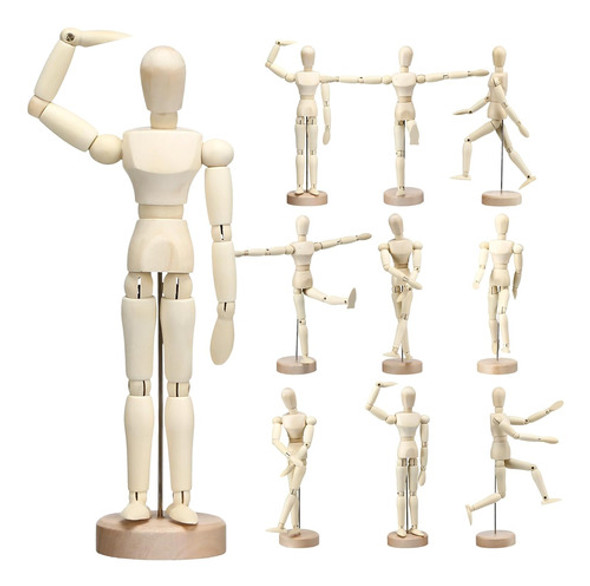 Maniquí De Madera Flexible, 36 Cm, Para Dibujar Y Decorar 0