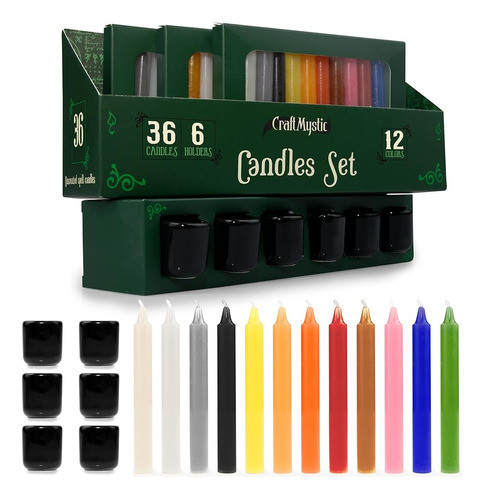 36 Mini Candelabros De Colores Y 6 Soportes - Suministros De 0