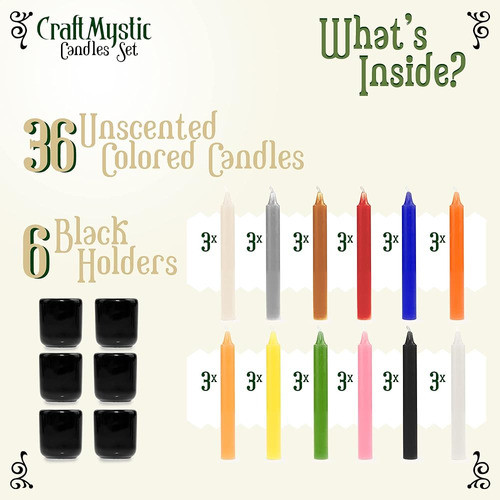 36 Mini Candelabros De Colores Y 6 Soportes - Suministros De 1