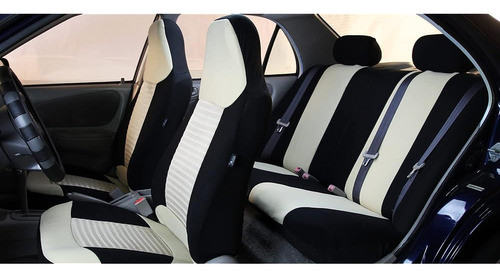 Fh Group Car Seat Covers Full Set Beige Cloth - Ajuste Unive 1