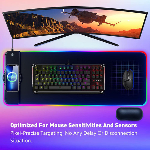 Mousepad Gamer Rgb Carga Inalámbrica 15w Wqbzsyy  Ergonómico 1