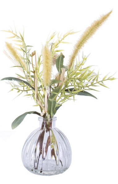 Flores Falsas Abzo: Plantas Artificiales Jarrón Cristal Con 0