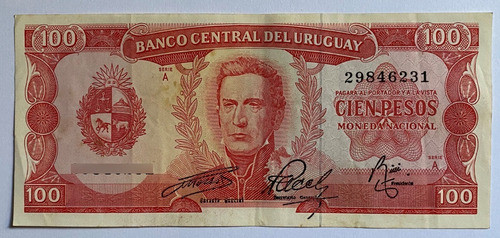 Billete Uruguay 100 Pesos 1967, 7a712 Rotondaro, Bu11 0