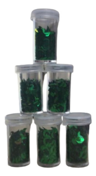 Glitter  Forma De Luna Color Verde X 6 Unidades. 0