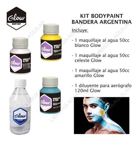 Kit Maquillaje Bandera Glow Mundial Bodypaint Diluyente Aero 1