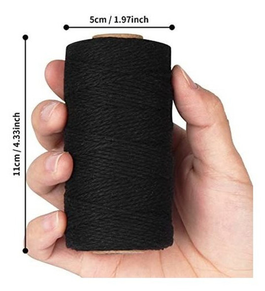 Cuerda Artesanal De Algodon Natural Negro 8 Metros De 2 Mm 1