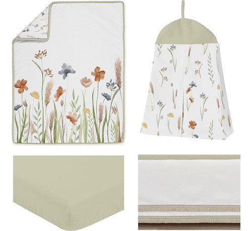 Sweet Jojo Designs Boho Floral Garden Flower Girl Baby Crib 1