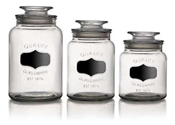 American Atelier Canister Set 3-piece Glass Jars En 33oz, 44 1