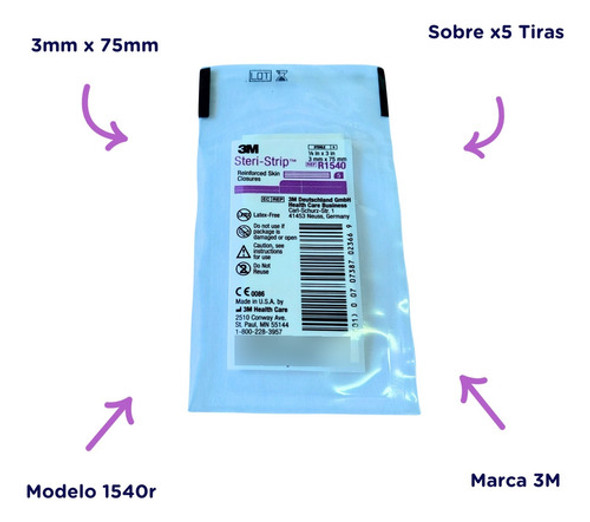 Sutura Steri Strip 3mm X 75mm Sobre X 5 Tiras 1540r 3m 1