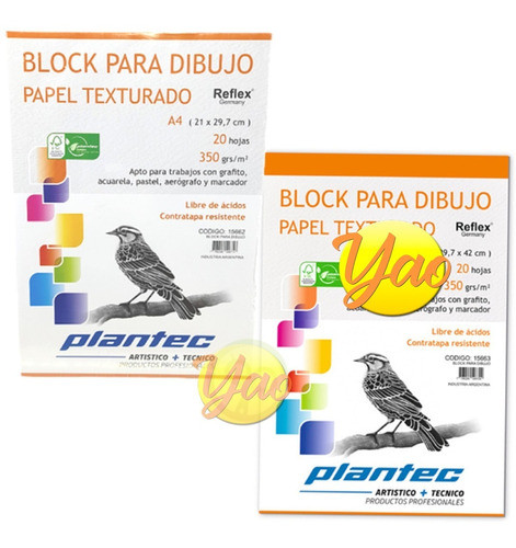 Block Acuarela Dibujo Texturado 35x50 350grs. X 20h Plantec 0