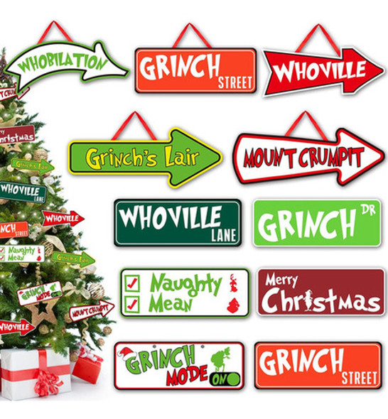 Decoración Árbol Navidad Grinch Pack X 20 Adornos Colgantes 1 Decoración Árbol Navidad Grinch Pack X 20 Adornos Colgantes 1