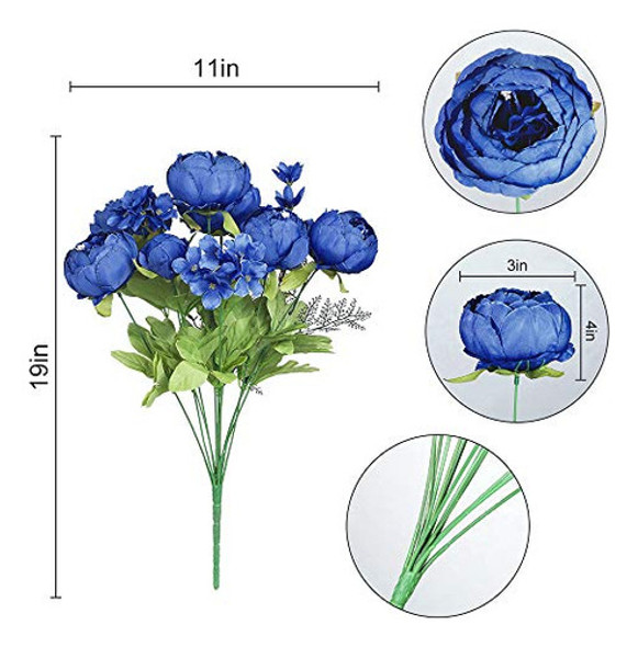 Nubry 2pcs Ramo De Flores De Seda De Peonía Artificial Para 1