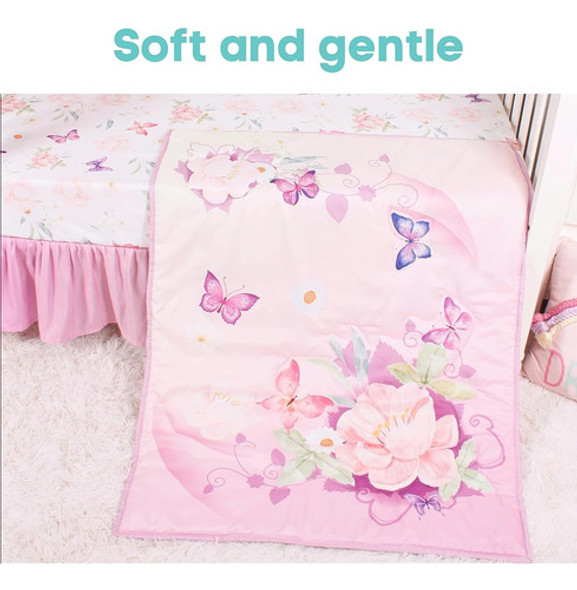 La Premura Juego De Ropa De Cama De Cuna Para Niñas, Acuarel 1
