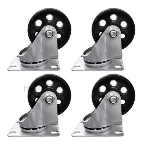 4 X Giratoria Rueda Rueda 3  Acero Placa Superior Cada Suste 0