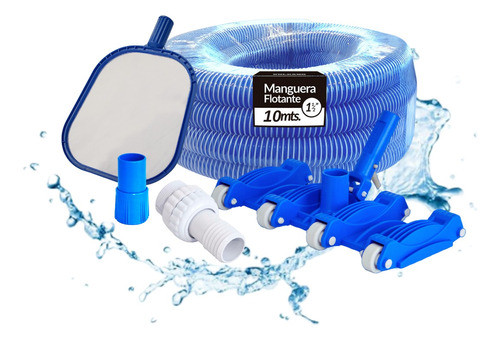 Kit Limpieza Piscina Vulcano Barrefondo Manguera 10m Acoples 0