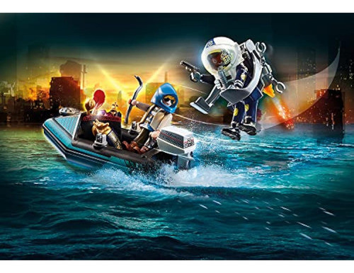 Playmobil Paquete De Chorro De Policía Con Barco 1