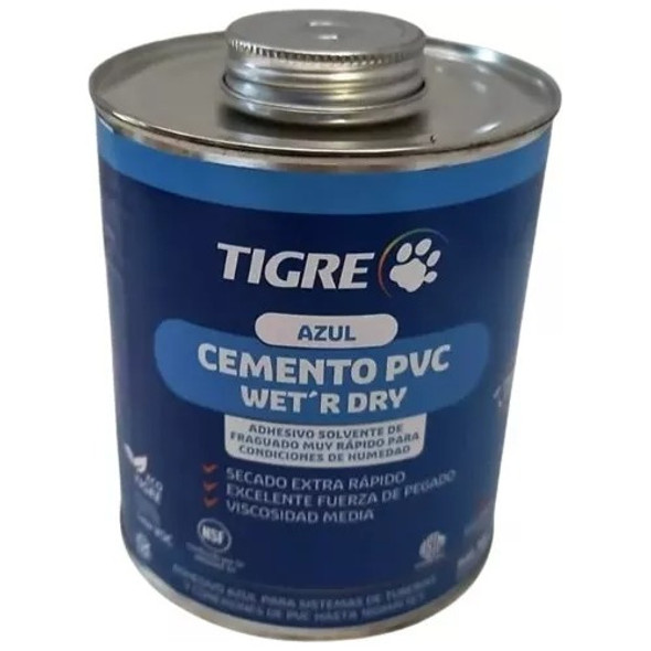 Pegamento Adhesivo Pvc Tigre Azul C/pincel 946 Ml 0