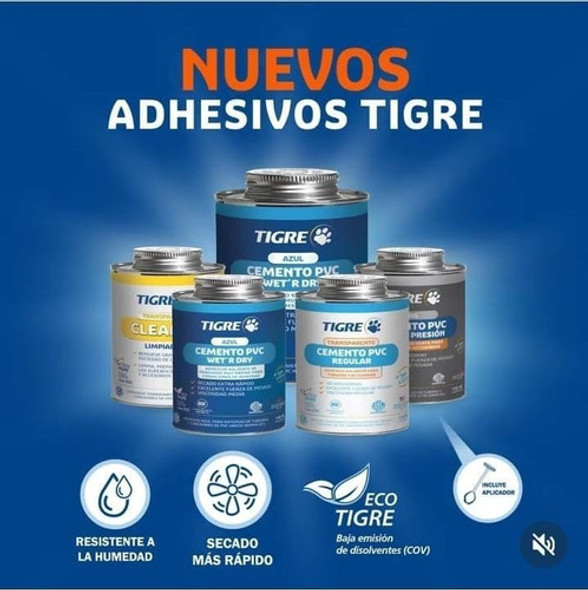 Pegamento Adhesivo Pvc Tigre Azul C/pincel 946 Ml 1