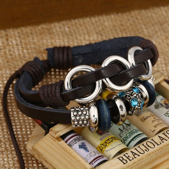 Moda Unisex Grano Punk Retro Aleación Pulsera Cuero Correa P 0