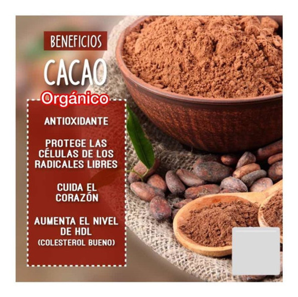 Cacao Orgánico 100 % En Polvo Promoción 500 Gr 260..!!! 1