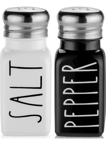 Juego De Sal Y Pimienta Vintage De Vidrio Negro Y Blanco 0
