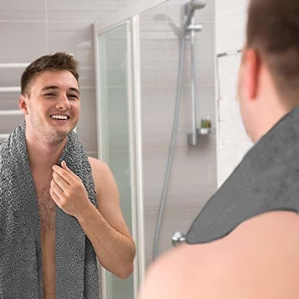 Pack X2 Toallass De Baño 35 X 70 Pulgadas Gris 100% Algodon 1