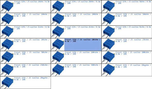 Preset 3296 25 Vueltas 20kohm 0.5w 1