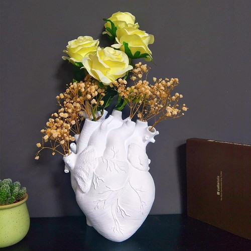 Aprjv Jarrón Floreros Corazón Decoración Resina Maceta Moder 1