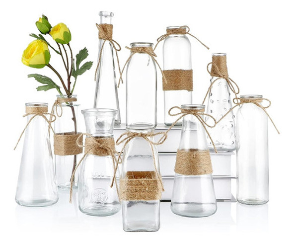 Mdluu Glass Bud Vase, Botella De Vidrio Decorativa Con Red D 0