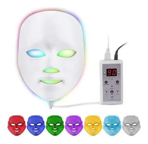 Máscara Facial Led 7 Colore Tratamiento Fototerapia Belleza 0