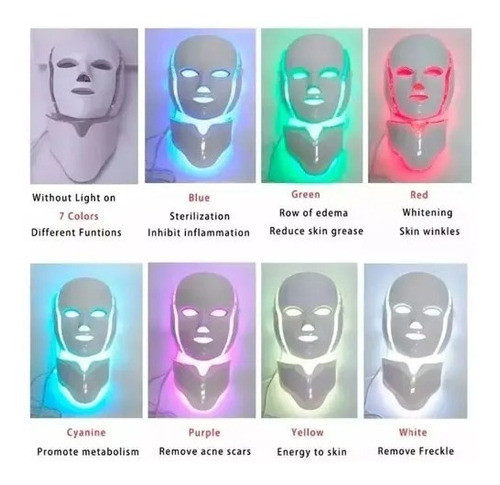 Máscara Facial Led 7 Colore Tratamiento Fototerapia Belleza 1