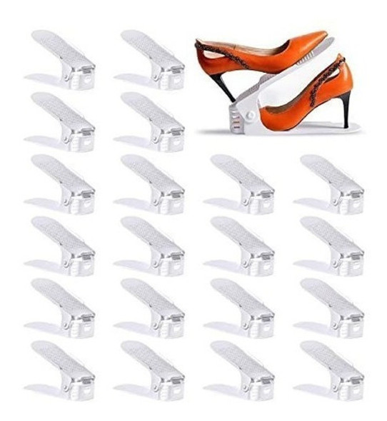 20 Organizadores De Zapatos Apilables Ajustables Blanco 0 20 Organizadores De Zapatos Apilables Ajustables Blanco 0