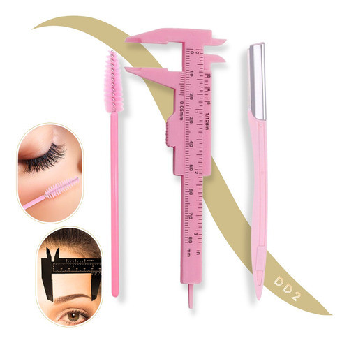 Combo X3 Cejas Microblading Calibre Cepillo Perfilador 0