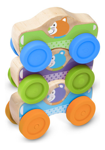 Melissa Y Doug Primero Juegan Animales Apilando Coches Multi 0