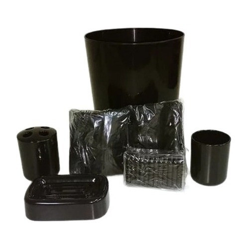 Juego De Baño De Plástico Negro (set X6) 0