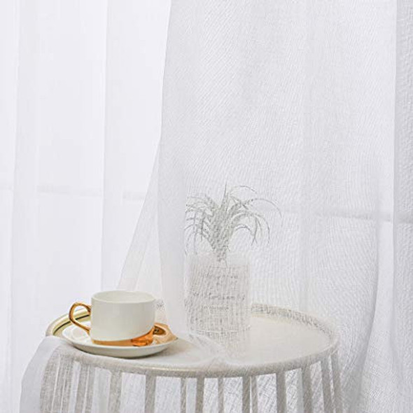 Bonzer.- Cortinas De Lino Transparente Para Sala De Estar. 0