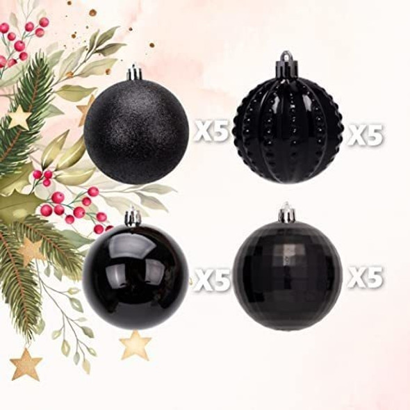 Bolas Para Arbol De Navidad  8cm  X 20u Negras 1