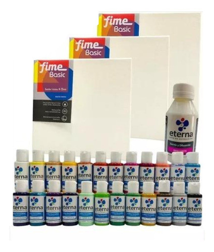 Kit De Arte Para Niños No Atril  Bastidores Acrilicos Barniz 0