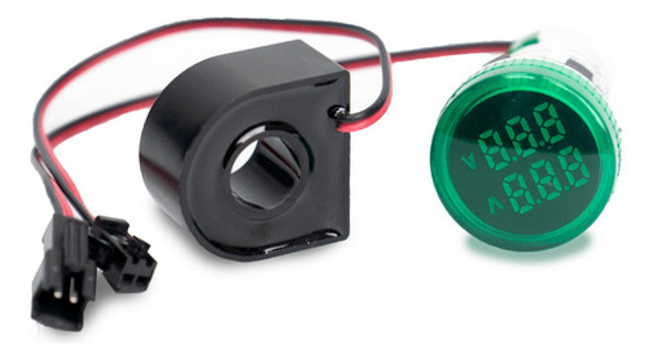 Mini Volt-amperimetro Digital 29mm 500v 100a Circular Verde 0