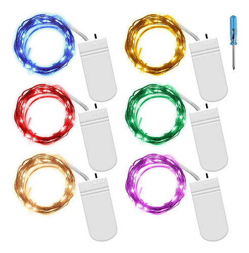 Cadena D/luces Hada Led Con Batería P/decorar 7.2ft 6 Piezas 0