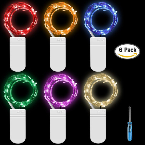 Cadena D/luces Hada Led Con Batería P/decorar 7.2ft 6 Piezas 1