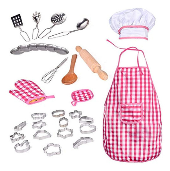 32 Pcs Ropa De Vestir De Chef Para Niñas Juego De Cocina Acc 0