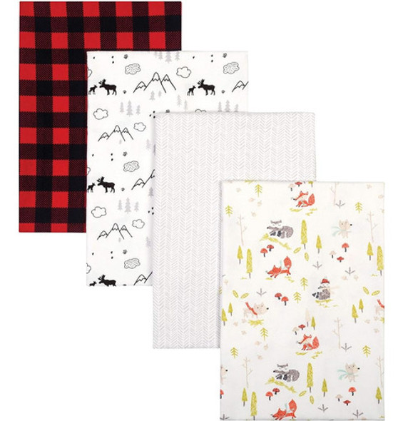 Trend Lab Buffalo Check Woodland 4 Pack Mantas De Franela, 3 0