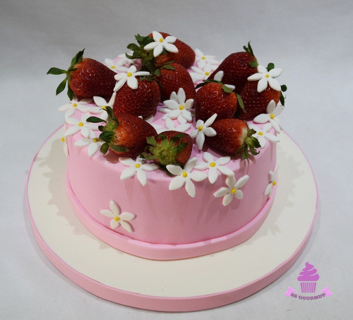Torta Frutillas Con Jazmines - Flores De Primavera  Tematica 0