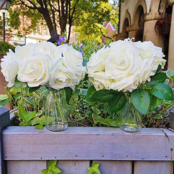 Awtlife 50 Uds Flor Artificial Rosa Y 15 Hojas Artificiales 1