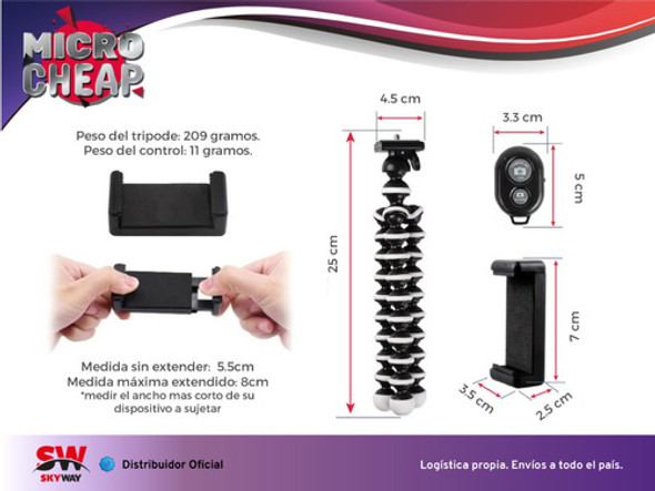 Tripode Soporte Celular Disparador Selfi Gorila 23cm Tr1 Tr5 1