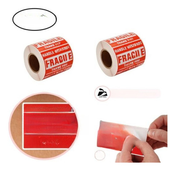 2 Rollos 500/rollo 2 X 3 Etiquetas Engomadas Frágiles Mango 0