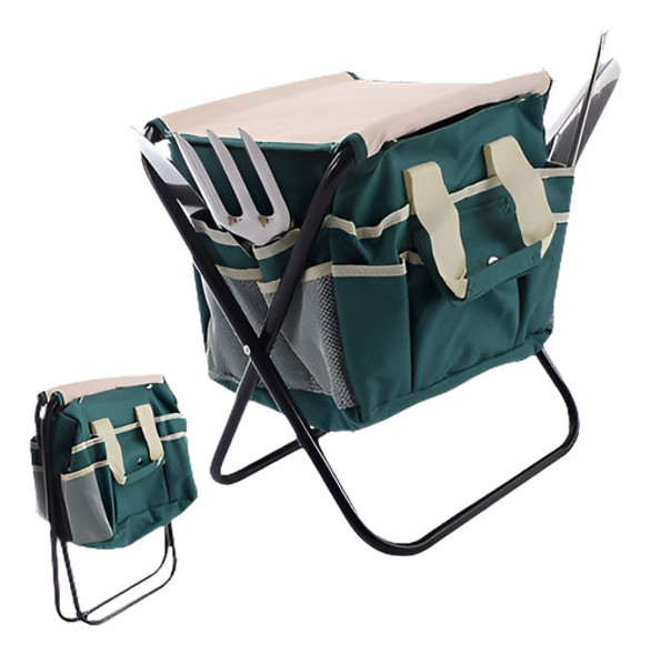7 Jardín De Pc Bolsa Plegable Set Taburete Herramientas Jard 0