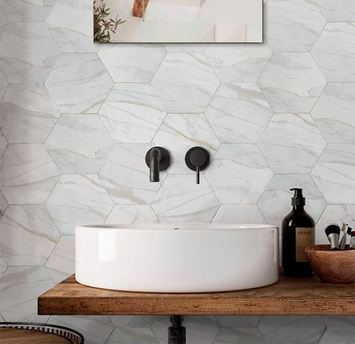 Ceramica Hexagonal Mate Calacata 20x23 Piso/pared 1